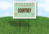 COURTNEY WELCOME BABY GREEN  18 in x 24 in Yard Sign Road Sign with Stand