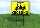 GOLF CART PEDESTRIAN CROSSING XING YELLOW Plastic Yard Sign ROAD SIGN with Stand