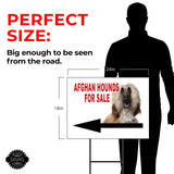 Afghan Hound 2 FOR SALE DOG LEFT ARROW Yard Sign with Stand LAWN SIGN