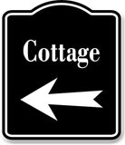 Cottage Left Arrow BLACK Aluminum Composite Sign