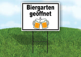 biergarten ge�ffnet BEER MUGS BLACK BORDER Yard Sign Road with Stand LAWN SIGN