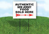 NEW JERSEY AUTHENTIC FOOD RIGHT ARROW Yard Sign w Stand LAWN SIGN Single