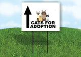 CATS FOR ADOPTION STRAIGHT ARROW BLACK Yard Sign with Stand LAWN SIGN