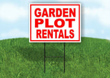 GARDEN PLOT RENTALS RED WHITE Yard Sign Road with Stand LAWN SIGN