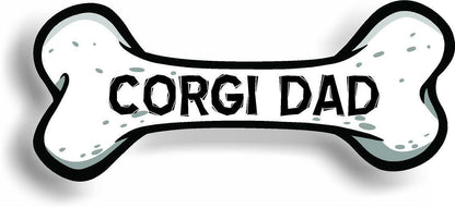 Dog Dad Corgi Bone Car Magnet Bumper Sticker 3"x7"