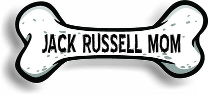 Dog Mom Jack Russell Bone Car Magnet Bumper Sticker 3"x7"