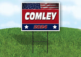 COMLEY FLAG RED 2024 18inx24in Yard Road Sign w/ Stand