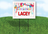 LACEY HAPPY BIRTHDAY BALLOONS 18 in x 24 in Yard Sign Road Sign with Stand