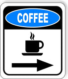 COFFEE SIGN RIGHT ARROW Metal Aluminum composite sign
