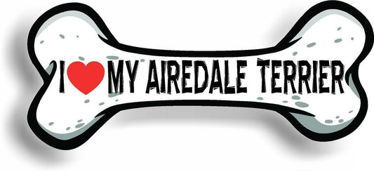 I Love My Airedale Terrier Bone Car Magnet Bumper Sticker dog lover 3"x7"