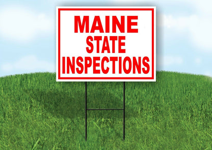 MAINE STATE INSPECTIONS RED WHITE Yard Sign Road with Stand LAWN SIGN