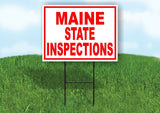 MAINE STATE INSPECTIONS RED WHITE Yard Sign Road with Stand LAWN SIGN