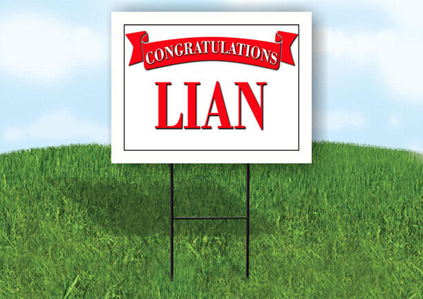 LIAN CONGRATULATIONS RED BANNER 18in x 24in Yard sign with Stand