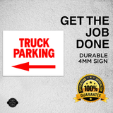 TRUCK PARKING LEFT arrow red Yard Sign with Stand LAWN SIGN