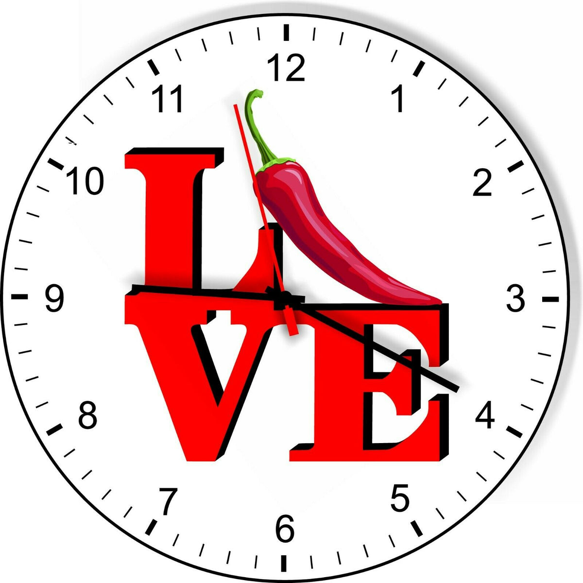 I Love Hot Chili Peppers Love Park Funny Kitchen Living room Wall Clock