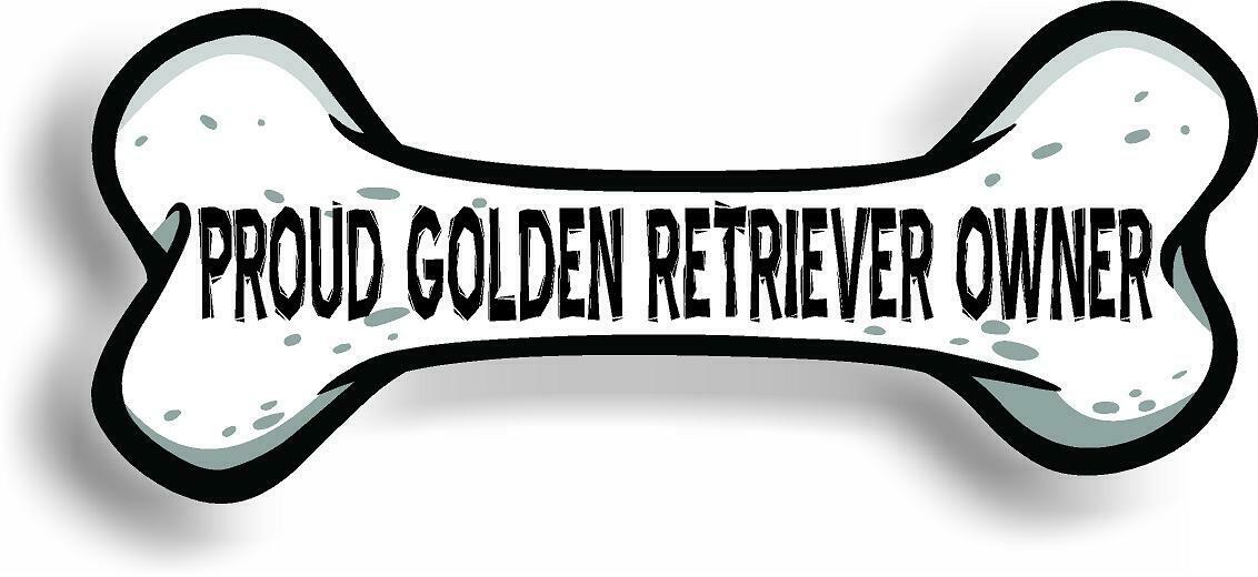 Proud Golden Retriever Owner Bone Car Magnet Bumper Sticker 3"x7"