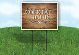COCKTAIL HOUR  SCROLL HEART WOODGRAIN Yard Sign Road with Stand LAWN SIGN