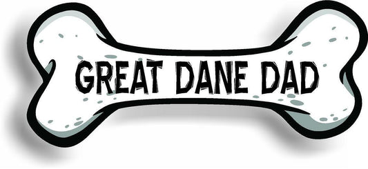 Dog Dad Great Dane Bone Car Magnet Bumper Sticker 3"x7"