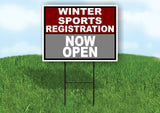 SPORTS REGISTRATION MAROON SILVER WINTER Yard Sign with Stand LAWN SIGN