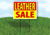 LEATHER SALE RED YELLOW Plastic Yard Sign ROAD SIGN with Stand