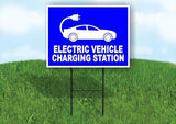 ELECTRIC VEHICLE CHARGING STATION BLUE Yard Sign with Stand LAWN SIGN