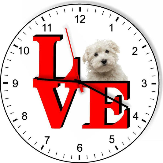 Maltese Cute Puppy Dog kitchen living room Wall Clock