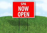 SPA NOW OPEN RED Plastic Yard Sign ROAD SIGN with Stand
