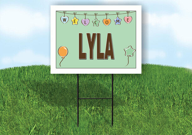 LYLA WELCOME BABY GREEN  18 in x 24 in Yard Sign Road Sign with Stand