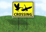 GOOSE GEESE CROSSING XING YELLOW Plastic Yard Sign ROAD SIGN with Stand