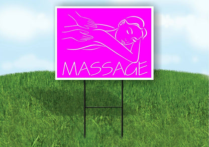 MASSAGE THERAPY HANDS PINK Plastic Yard Sign ROAD SIGN with Stand