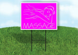 MASSAGE THERAPY HANDS PINK Plastic Yard Sign ROAD SIGN with Stand