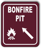 BONFIRE PIT DIRECTIONAL ARROW TRAIL 8 Variations Metal Aluminum composite sign