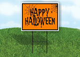 HAPPY HALLOWEEN ORANGE SPIDERS Yard Sign with Stand LAWN SIGN