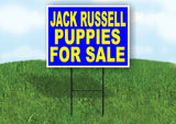 Jack Russell PUPPIES FOR SALE YELLOW BLUE Yard Sign Road with Stand LAWN SIGN