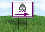 CAKE PURPLE ARROW RIGHT Yard Sign Road with Stand LAWN SIGN Single sided