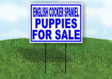 English Cocker Spaniel PUPPIES FOR SALE BLUE Yard Sign Road with Stand LAWN SIGN
