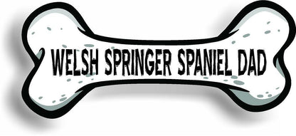 Dog Dad Welsh Springer Spaniel Bone Car Magnet Bumper Sticker 3"x7"