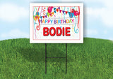 BODIE HAPPY BIRTHDAY BALLOONS 18 in x 24 in Yard Sign Road Sign with Stand