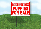 Bernese Mountain Dog PUPPIES FOR SALE RED Yard Sign Road with Stand LAWN SIGN