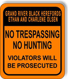 OLSEN NO TRESPASSING NO HUNTING ORANGE Metal Aluminum composite sign