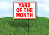 YARD OF THE MONTH RED Yard Sign Road with Stand LAWN SIGN