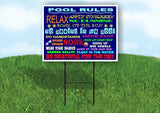 POOL RULES FUN Yard Sign Road with Stand LAWN SIGN
