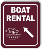 BOAT RENTAL DIRECTIONAL 45 DEGREES UP LEFT ARROW CAMPING Aluminum composite sign