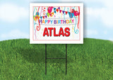 ATLAS HAPPY BIRTHDAY BALLOONS 18 in x 24 in Yard Sign Road Sign with Stand