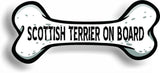 Dog on Board Scottish Terrier Bone Car Magnet Bumper Sticker 3"x7"