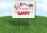 GARRY HAPPY BIRTHDAY BALLOONS 18 in x 24 in Yard Sign Road Sign with Stand