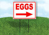 EGGS RIGHT arrow red Yard Sign Road with Stand LAWN SIGN Single sided