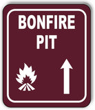 BONFIRE PIT DIRECTIONAL ARROW TRAIL 8 Variations Metal Aluminum composite sign