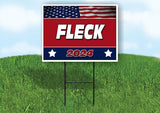 FLECK FLAG RED 2024 18inx24in Yard Road Sign w/ Stand