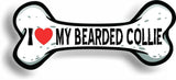 I Love My Bearded Collie Bone Car Magnet Bumper Sticker 3"x7"